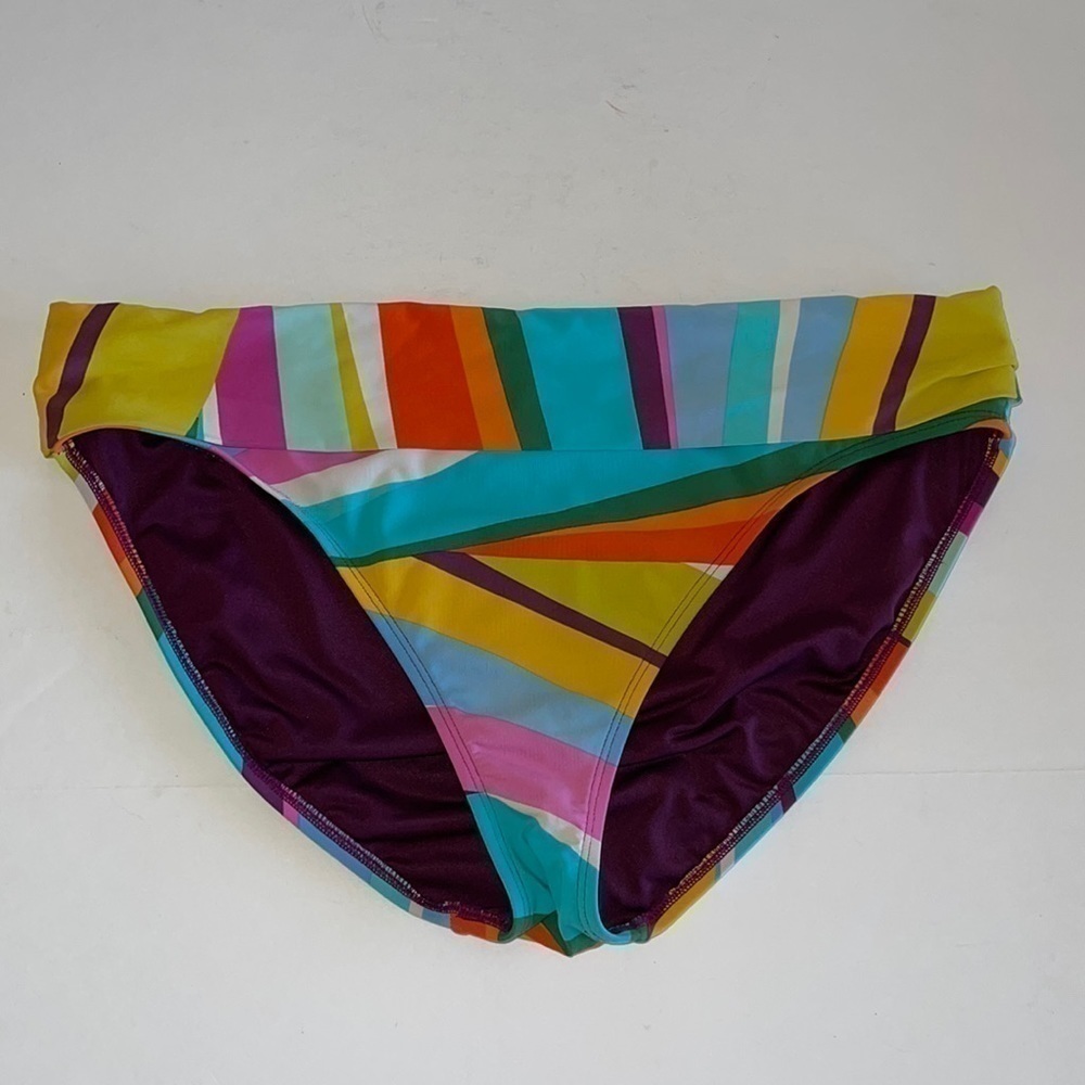 Bleu Rod Beattie Multicolored Dimensional Striped Bikini Bottom
